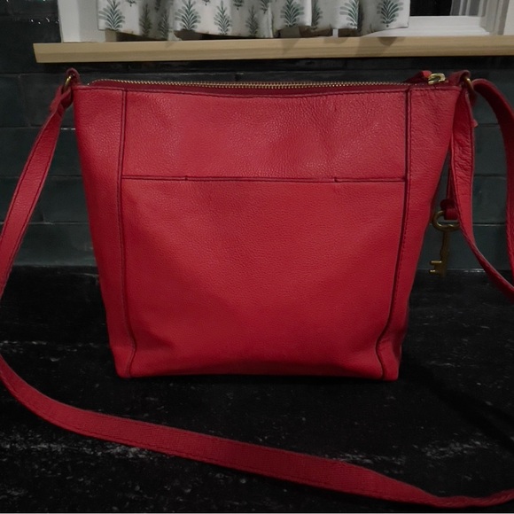 Fossil Coral Rose Pebbled Leather Cross Body Bag Purse - Picture 4 of 7